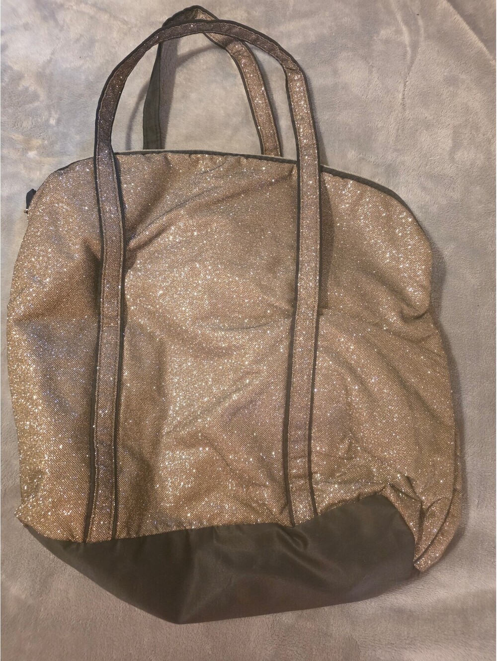 Victoria's Secret Glitter Tote Bag with Black Bottom and Handles